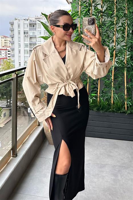 Loose mini ekru trençkot