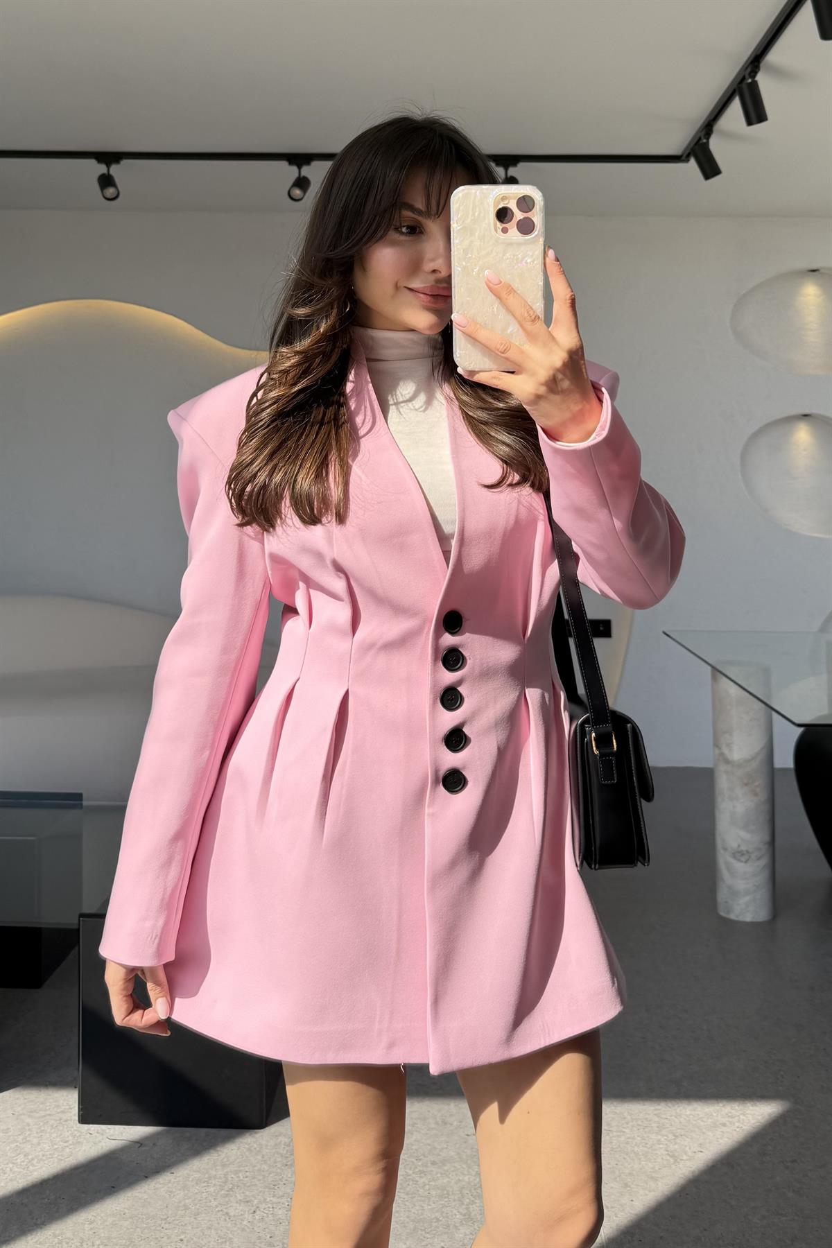 Lord Pembe Belden Oturtmalı Etekli Takım 