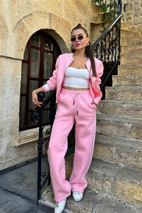 Lorin 3 İplik Şeritli Pembe Takım
