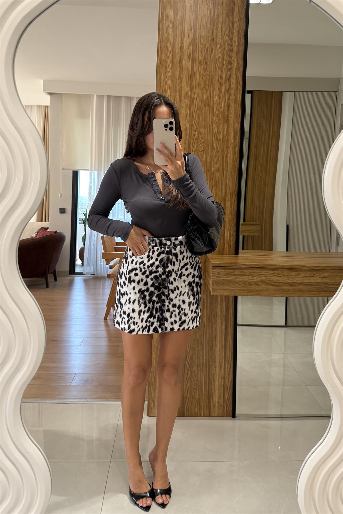 Loula Leopar Desen Mini Etek