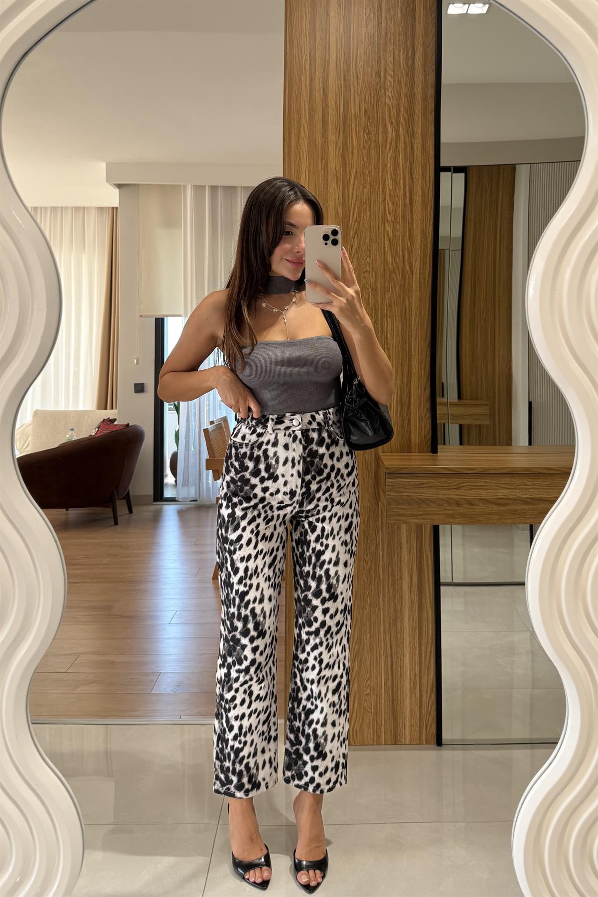 Loula Leopar Desen Pantolon