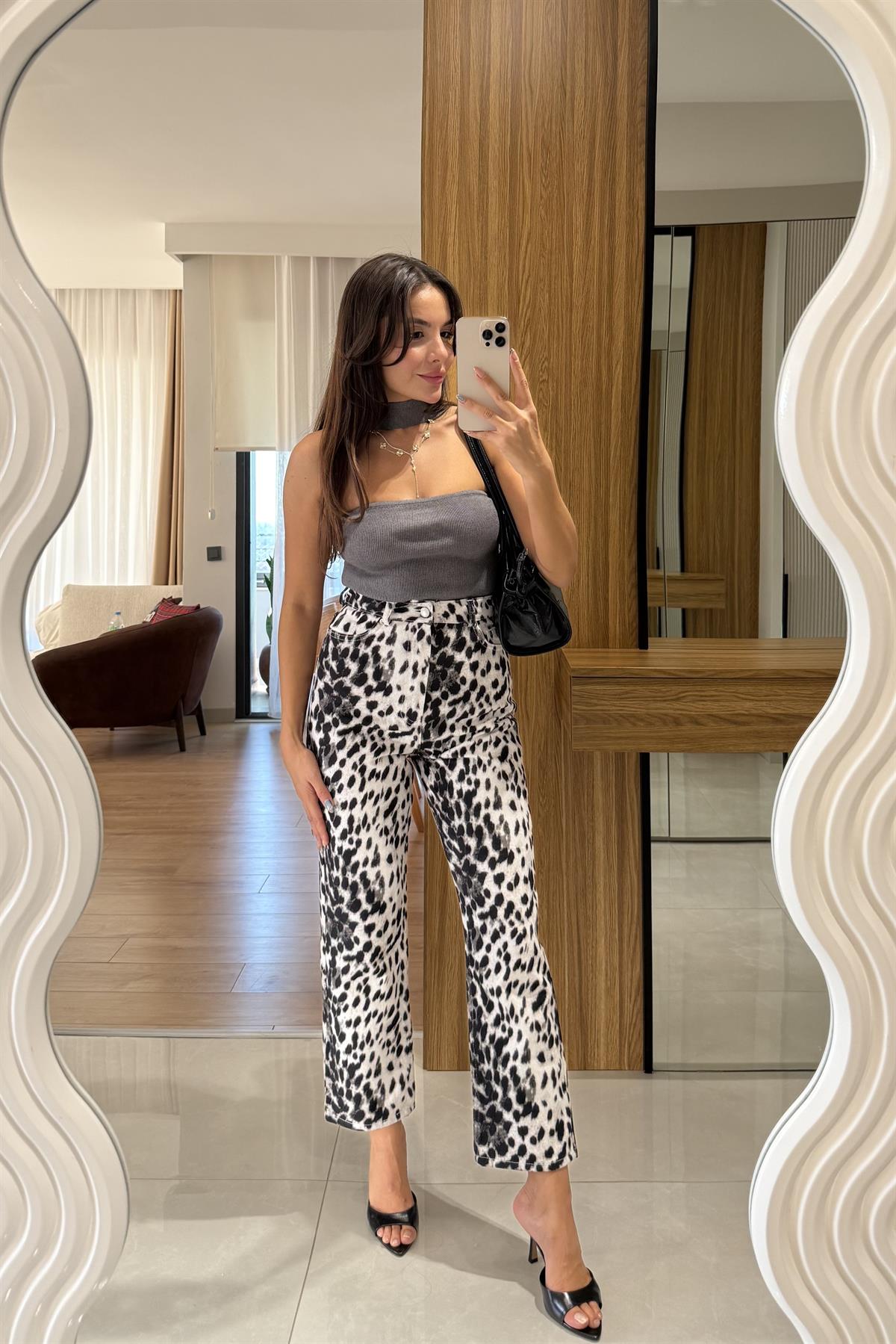 Loula Leopar Desen Pantolon