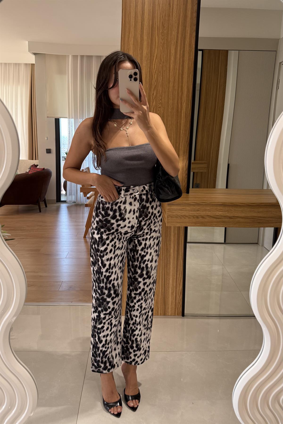 Loula Leopar Desen Pantolon