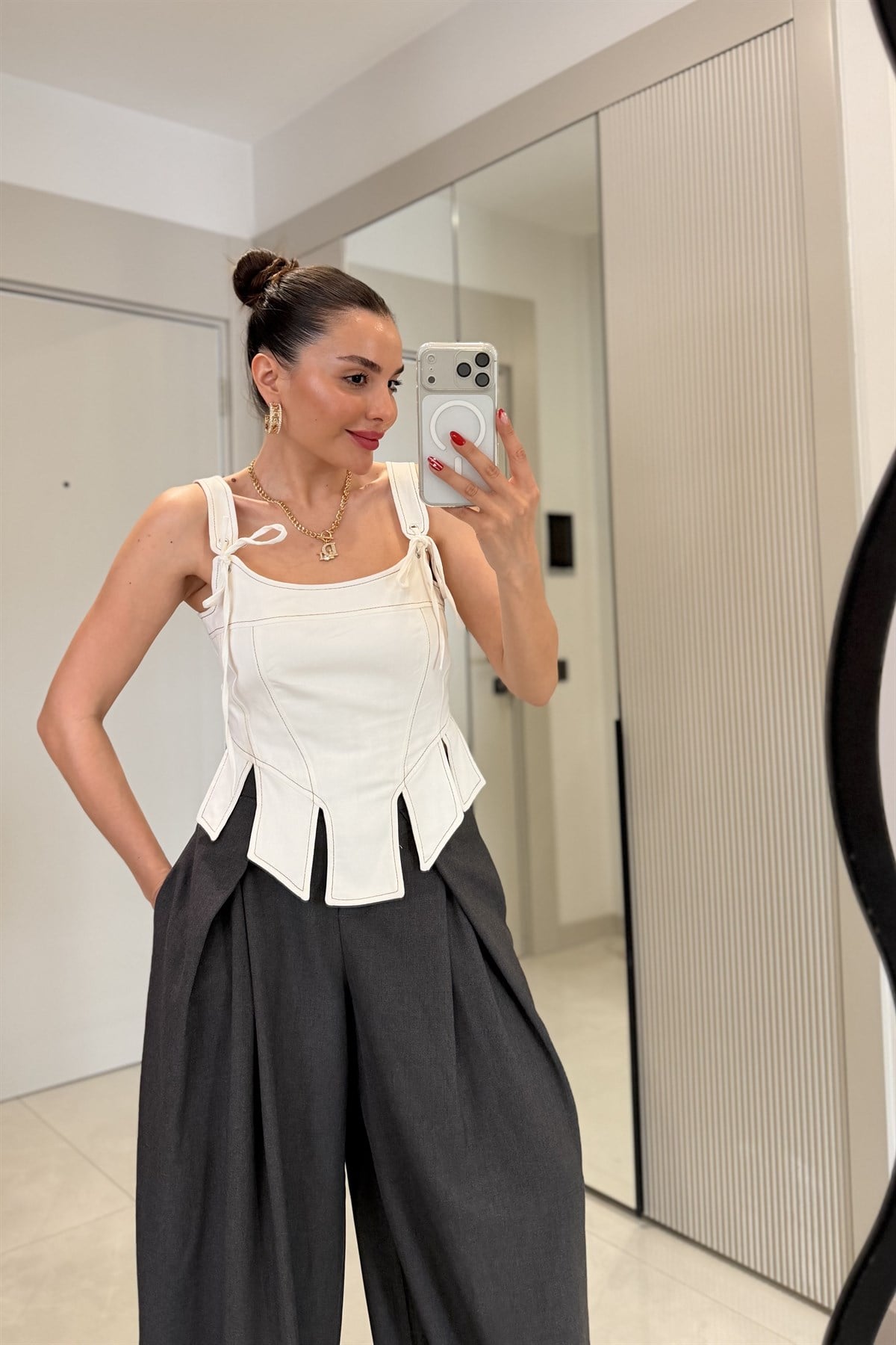 Lounge Ekru Gabardin Pamuk Büstiyer 
