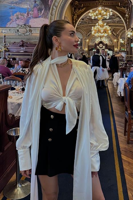 Louvre Saten Tasarım Gömlek