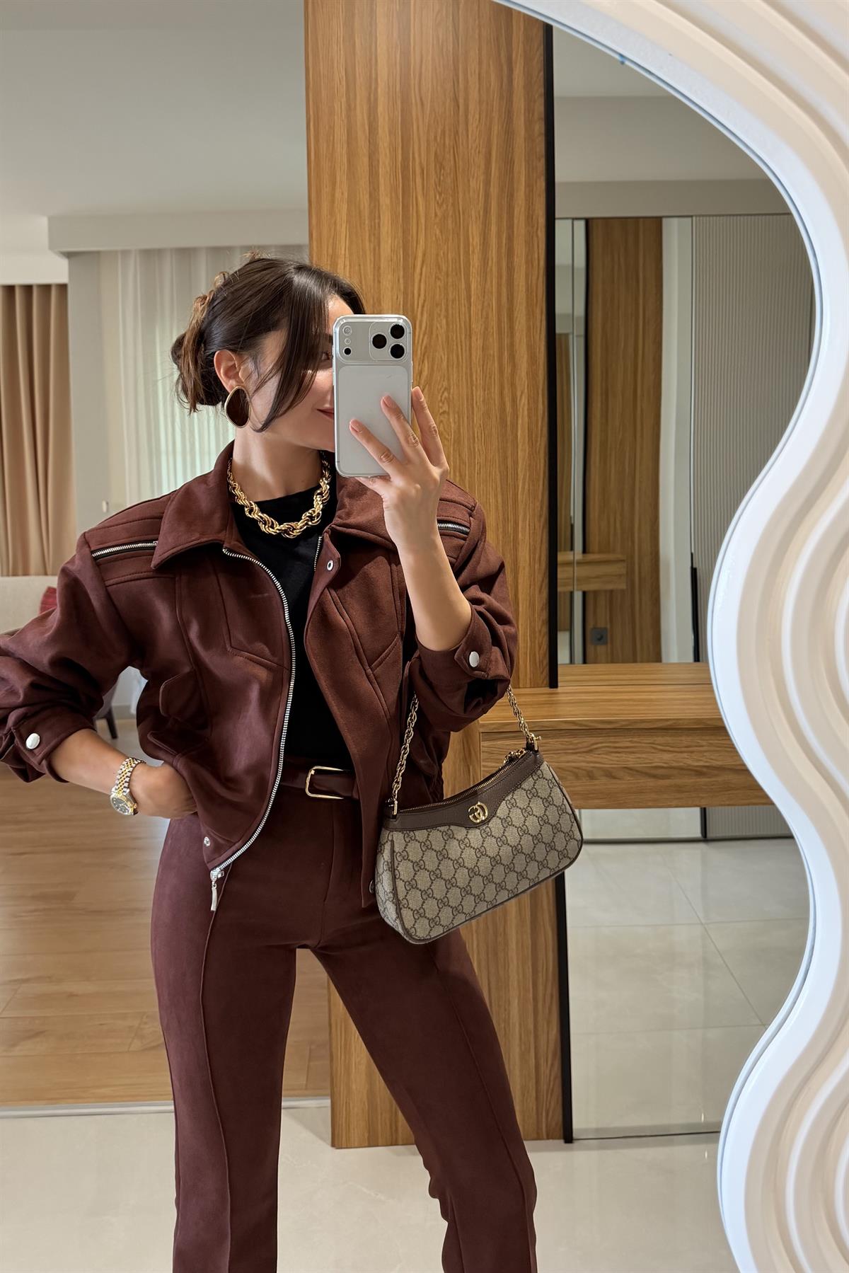 Lucca Acı Kahve Süet Ceket