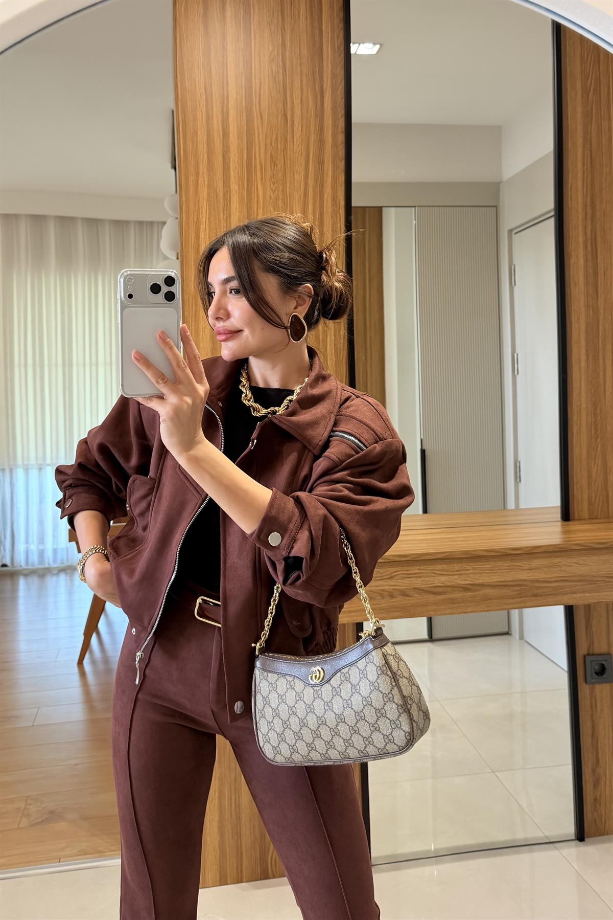 Lucca Acı Kahve Süet Ceket