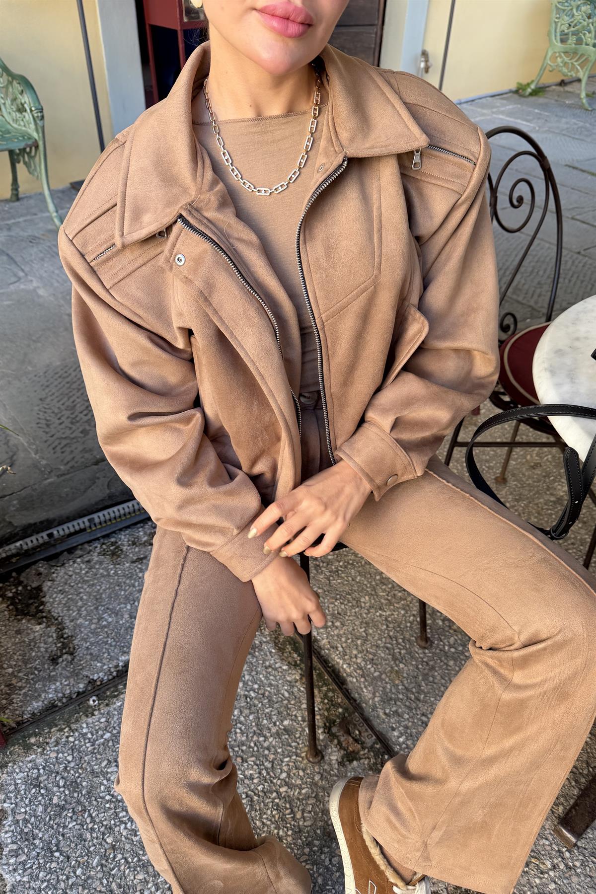 Lucca Camel Süet Ceket