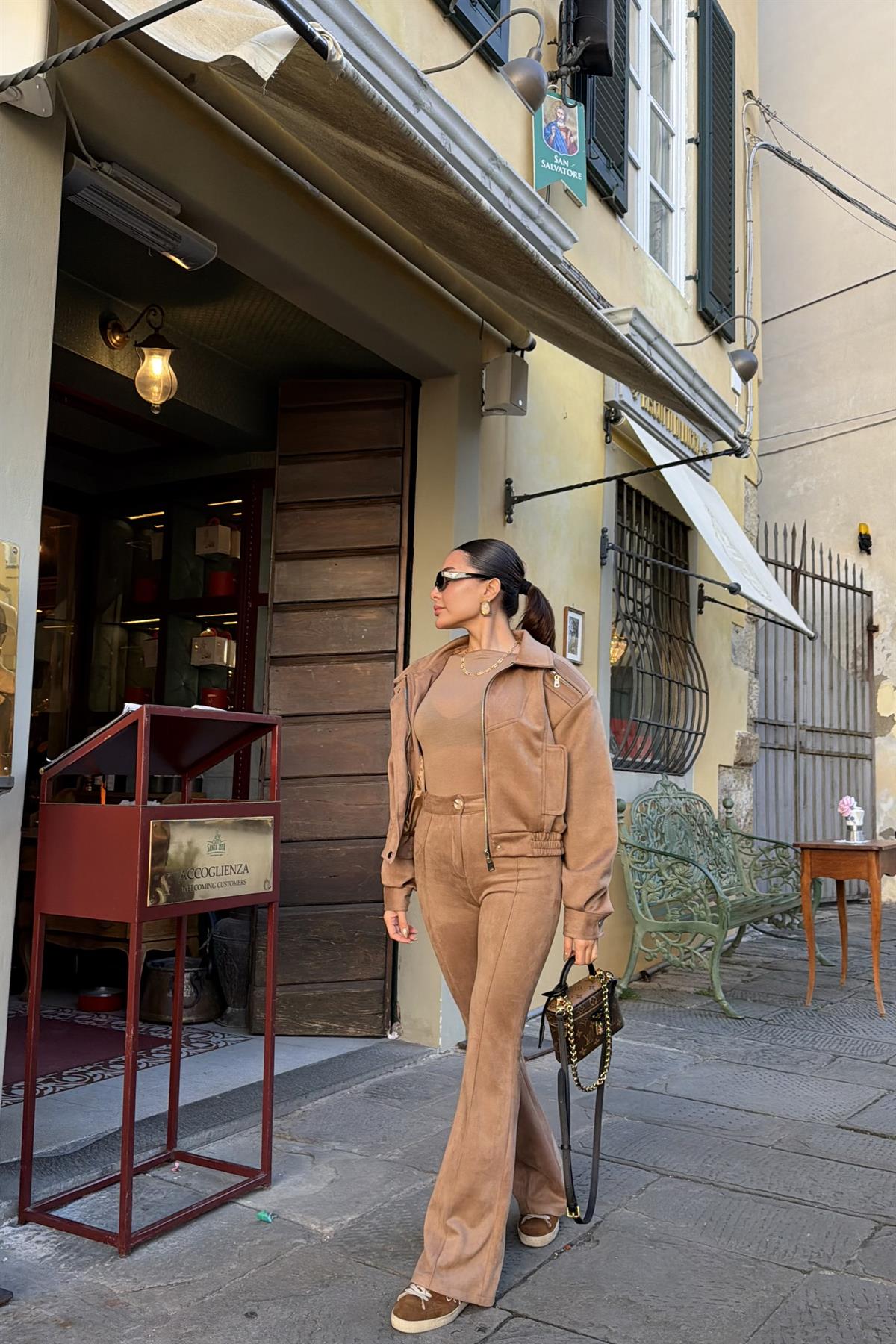 Lucca Camel Süet İspanyol Pantolon