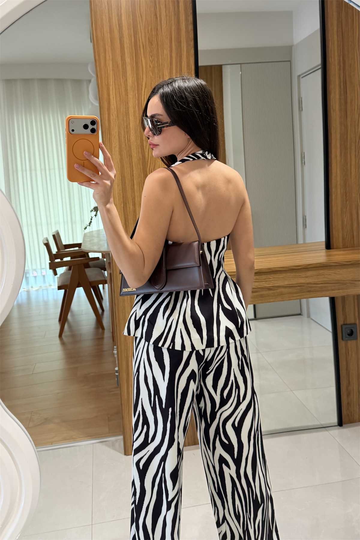 Lucette Kahve Zebra Desen Yelek
