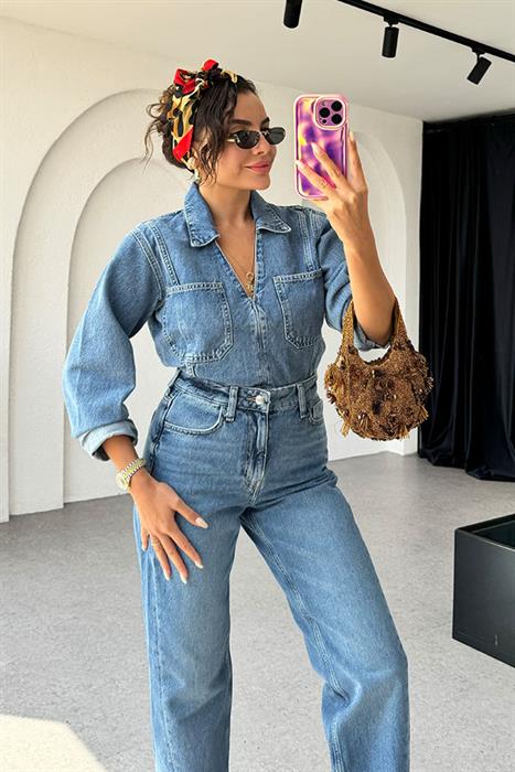 Lucre V yaka Denim Gömlek