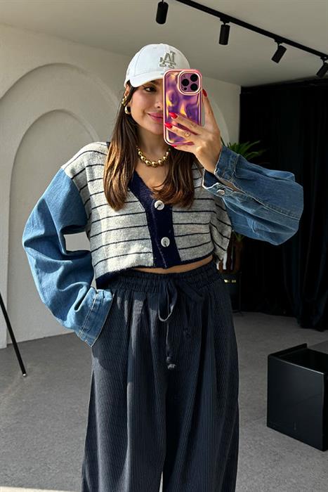 Lucy Kolları Kot Tasarım Hırka