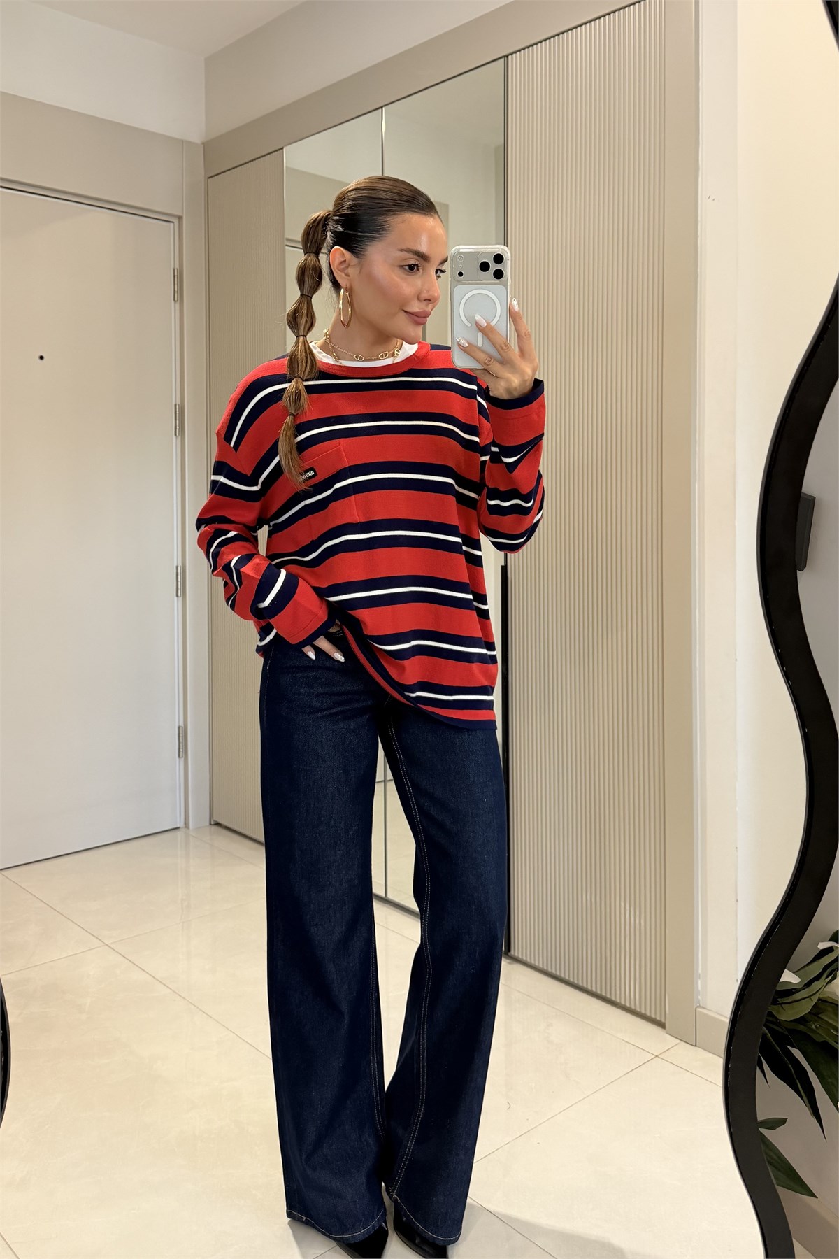 Luina Darkblue Yüksek Bel Palazzo Jean