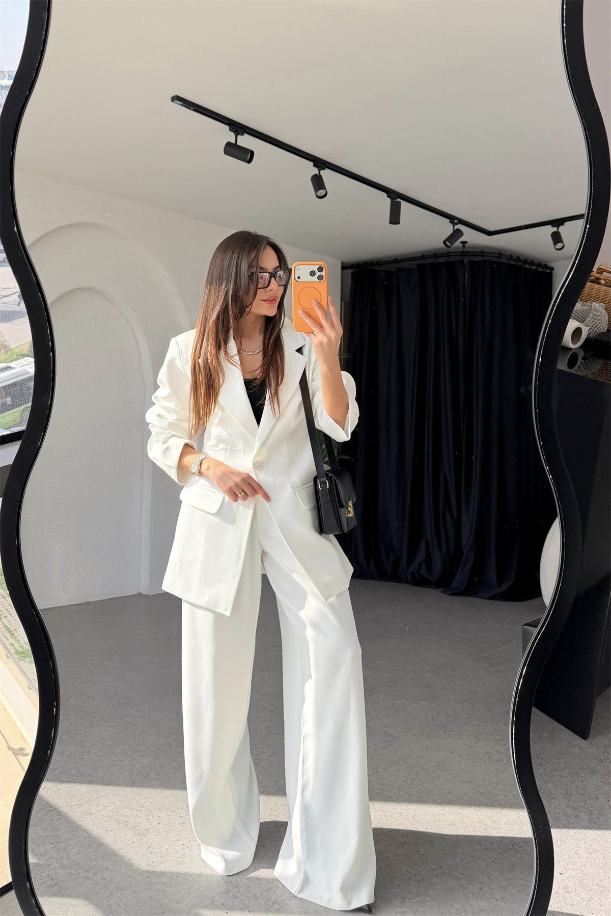 Luise Beyaz Vatkalı Premium Blazer 