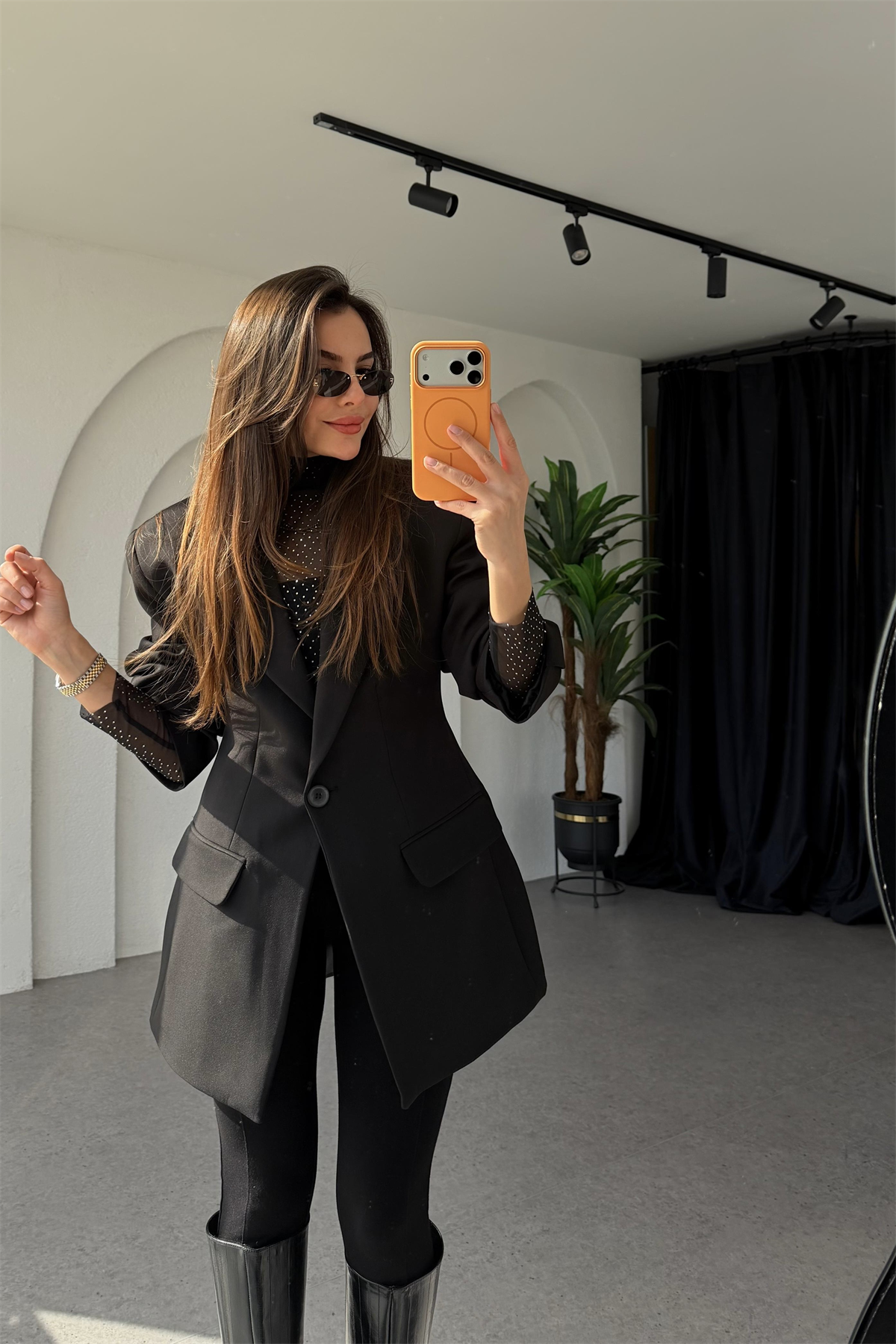 Luise Siyah Vatkalı Premium Blazer 