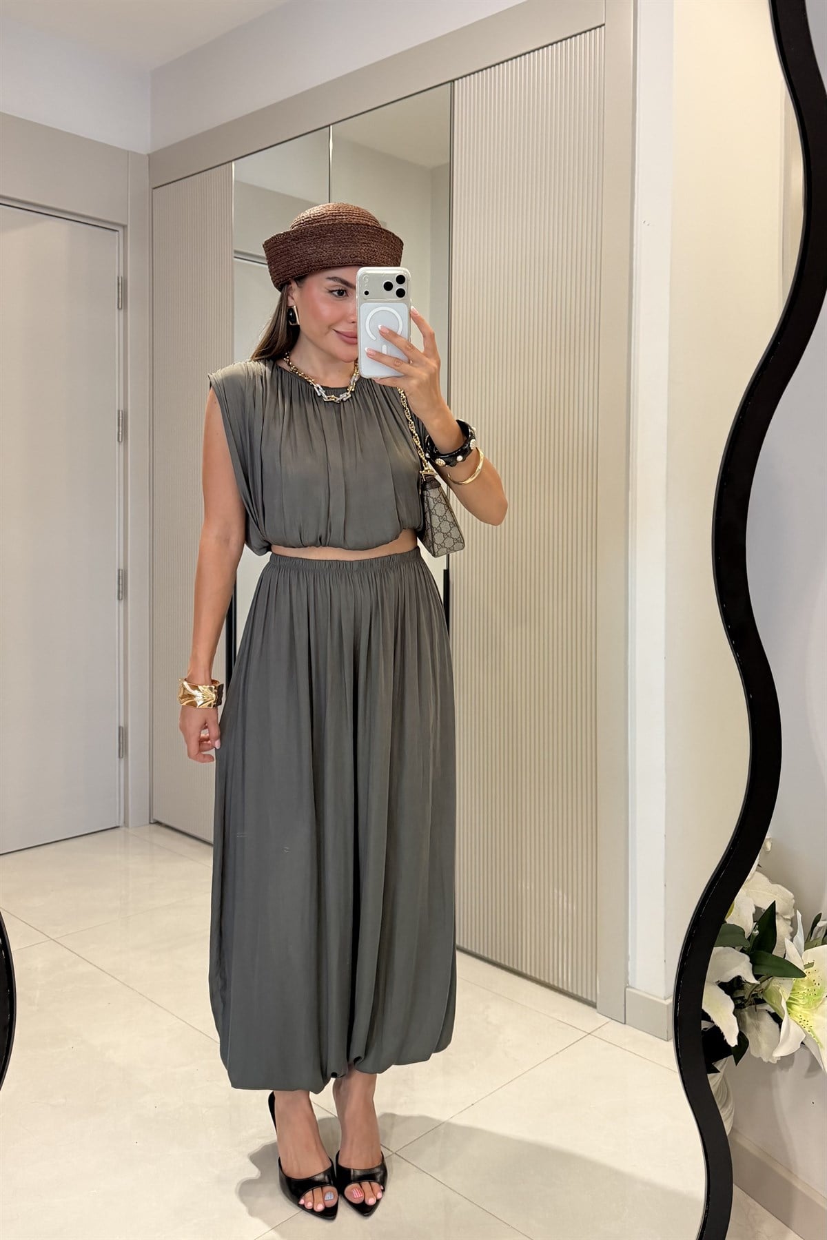 Lumea Haki Şalvar Crop Takım