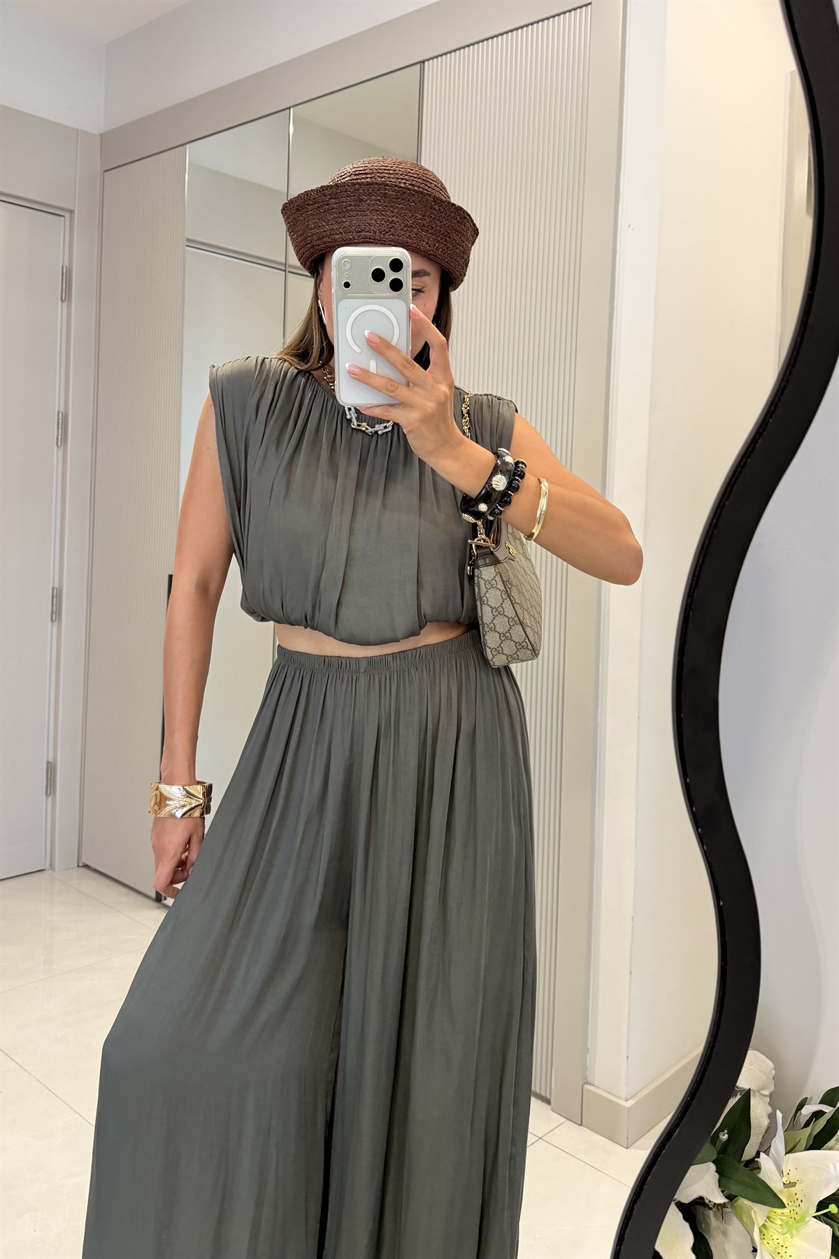Lumea Haki Şalvar Crop Takım