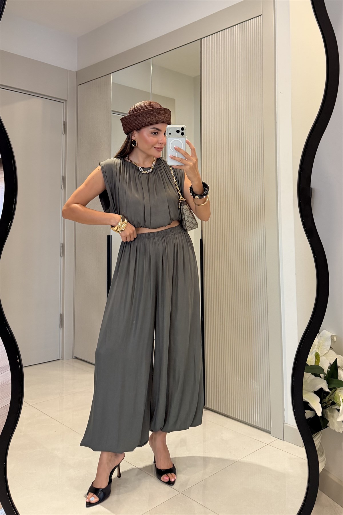 Lumea Haki Şalvar Crop Takım