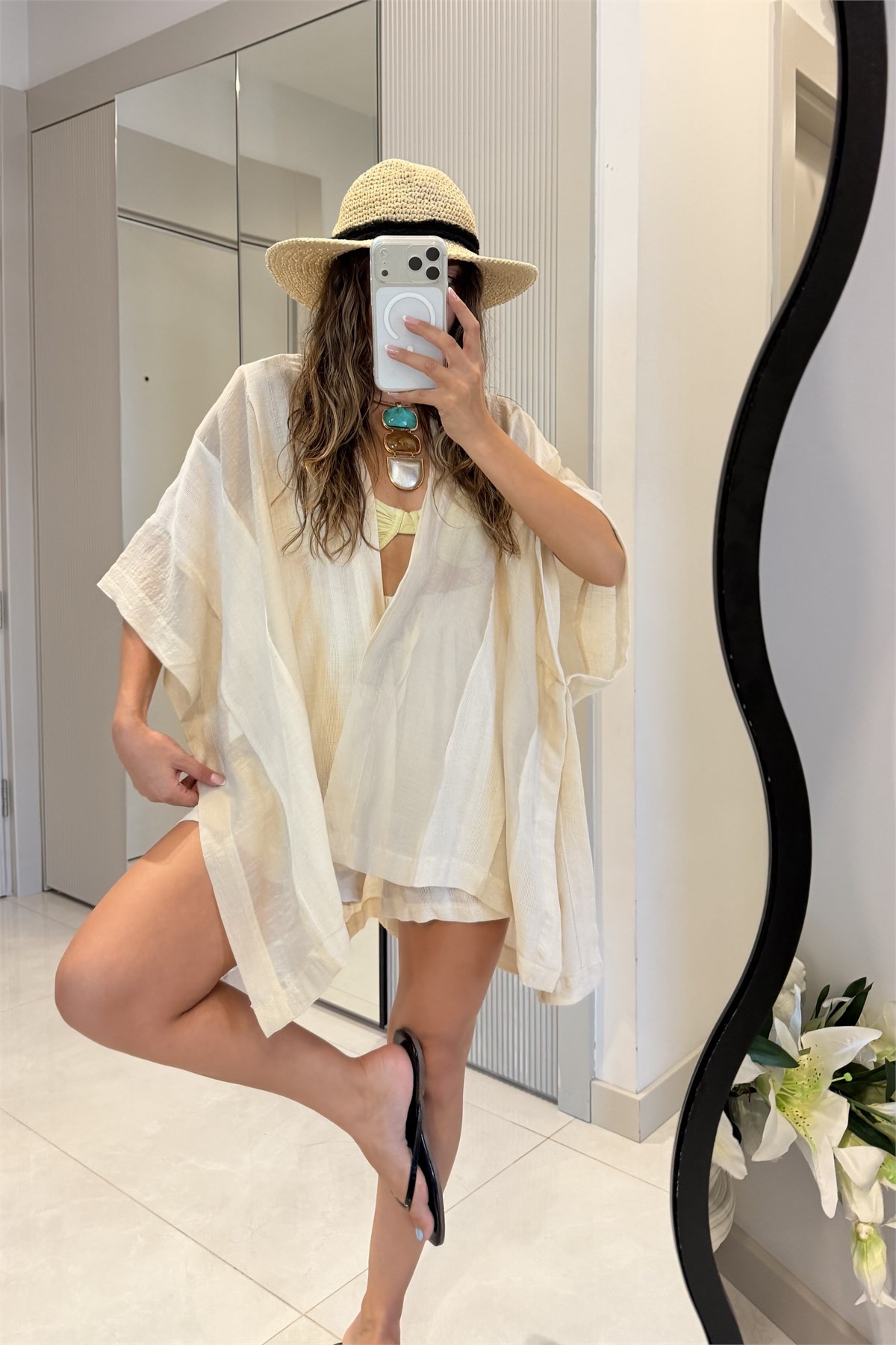 Lunara Taş Kimono Şort Takım