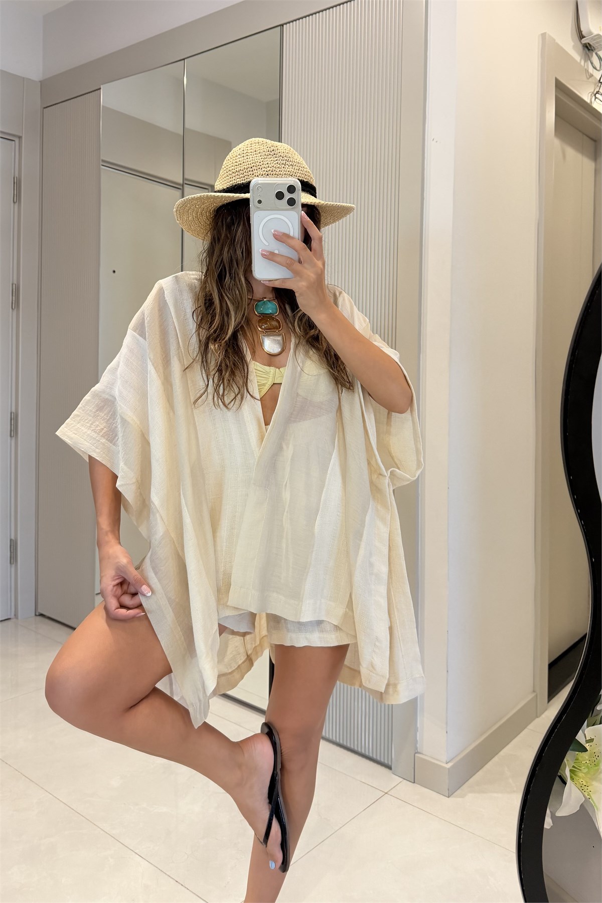 Lunara Taş Kimono Şort Takım