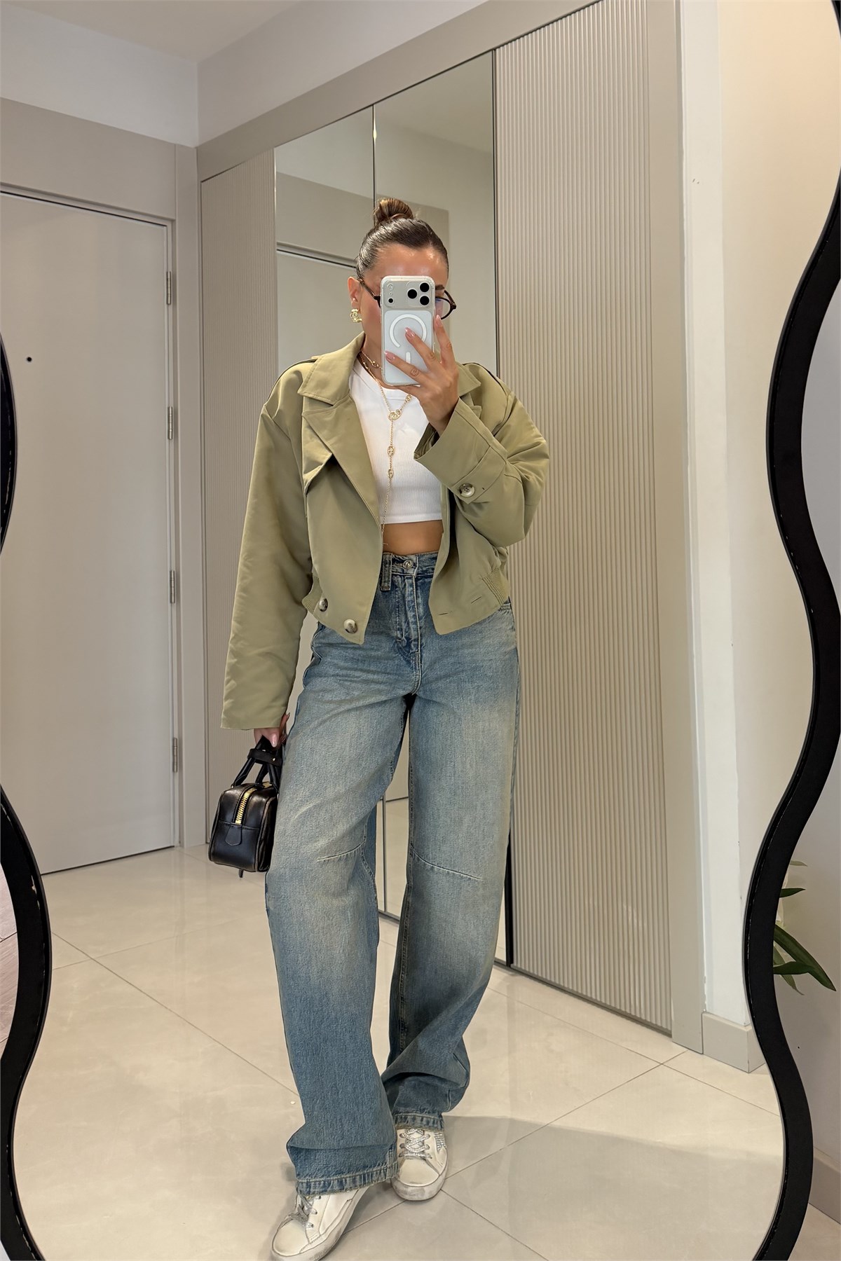 Lunessa Yıkamalı Baggy Arkası Yazı Detaylı Jean