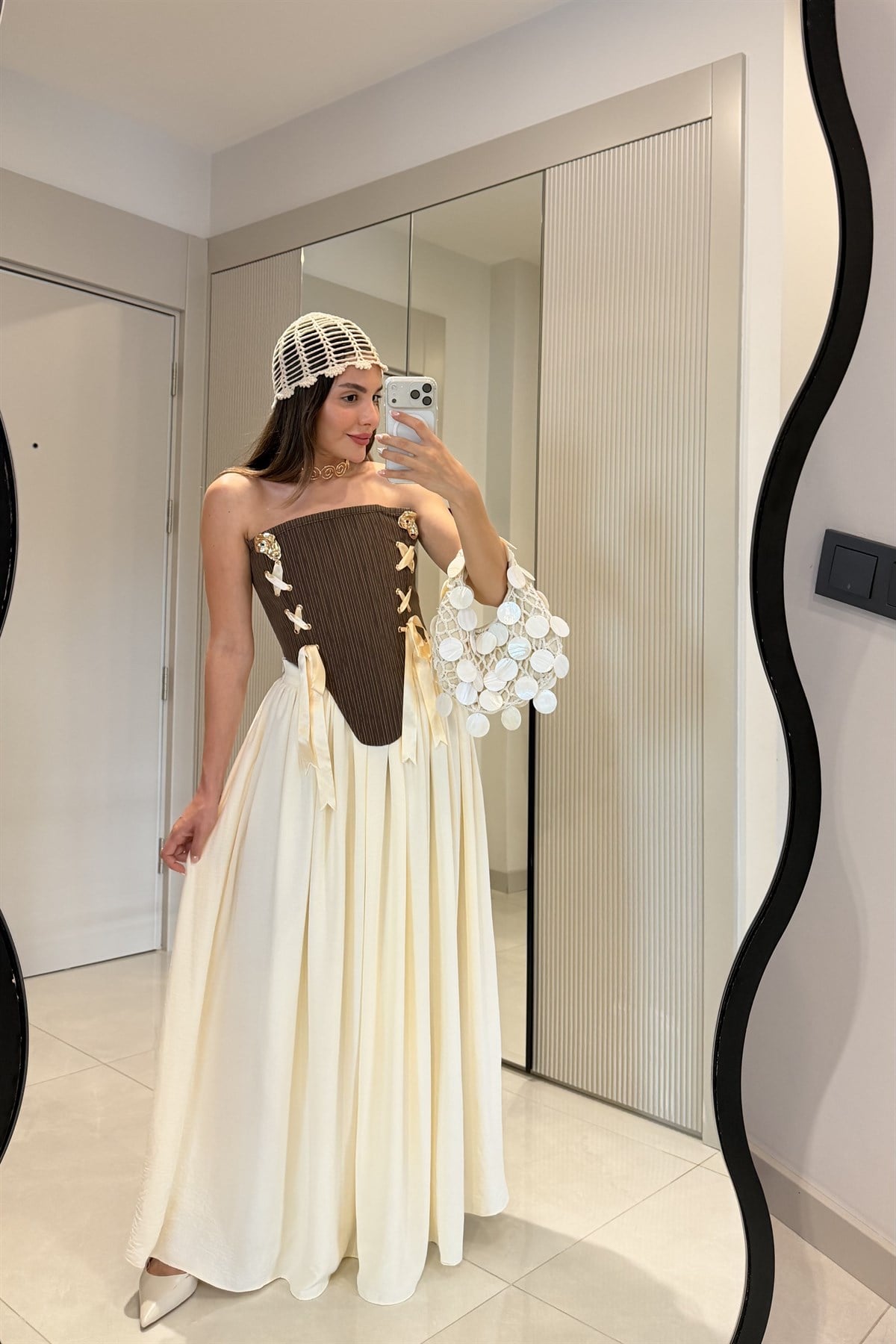 Lunira Kahve Aksesuar Detaylı Korse Büstiyer