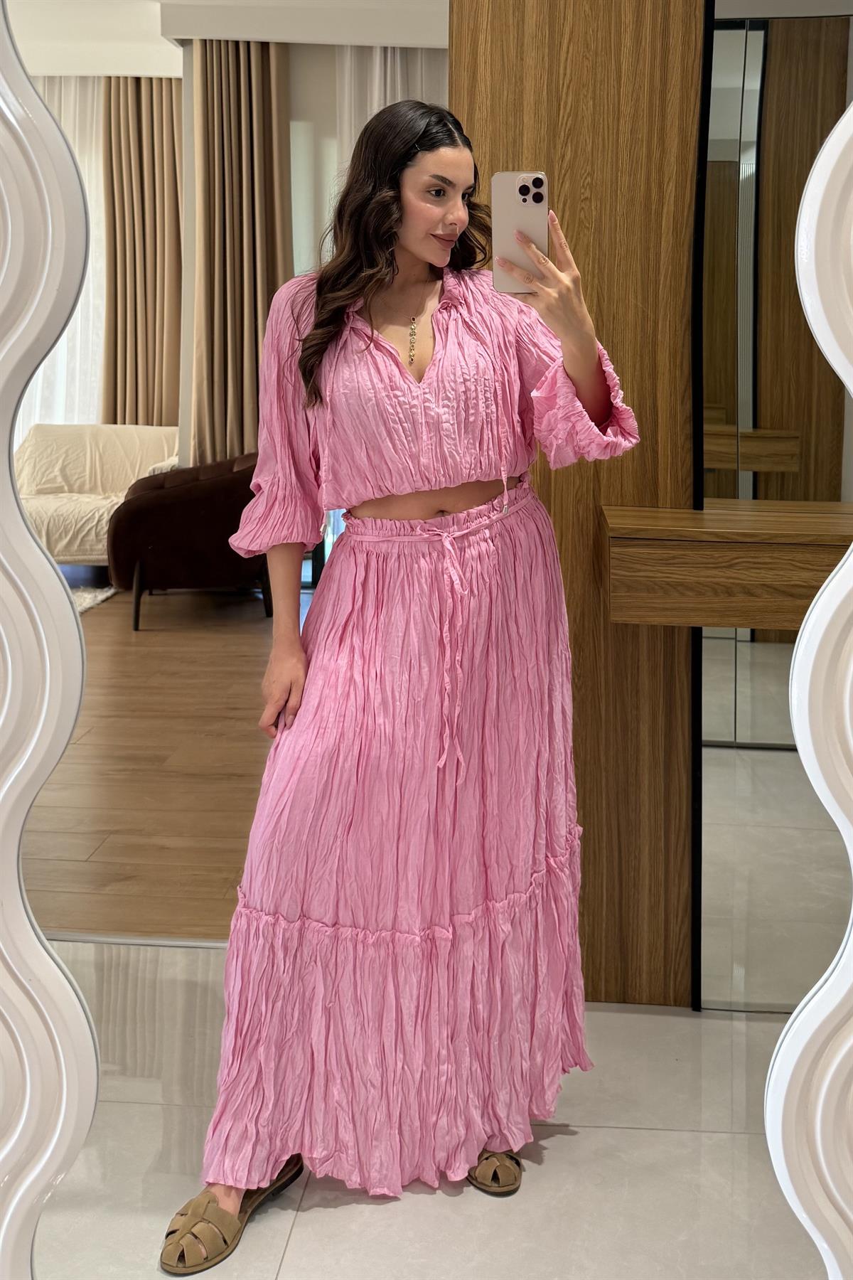 Lunira Pembe Kraş İkili Takım