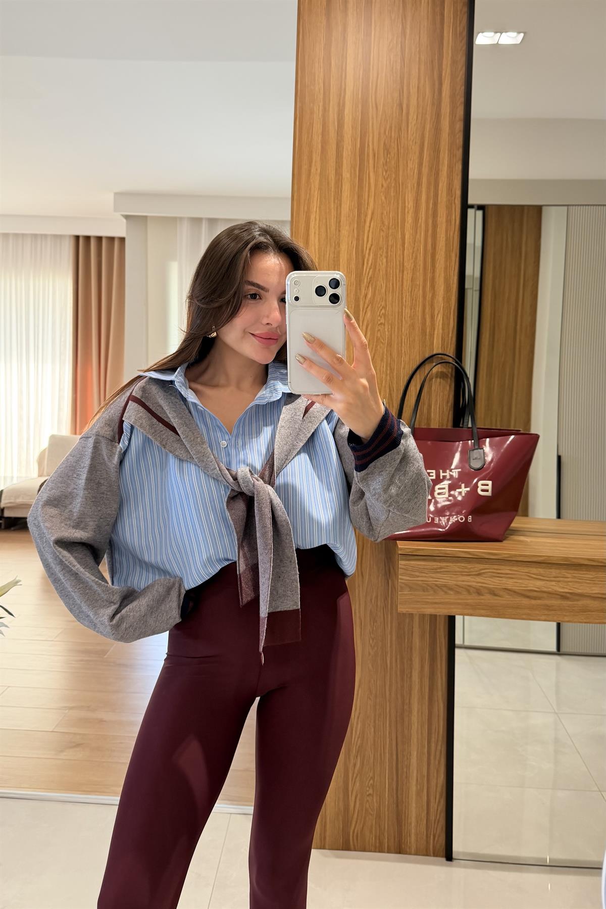 Lunora Triko Detaylı Çizgili Tasarım Gömlek