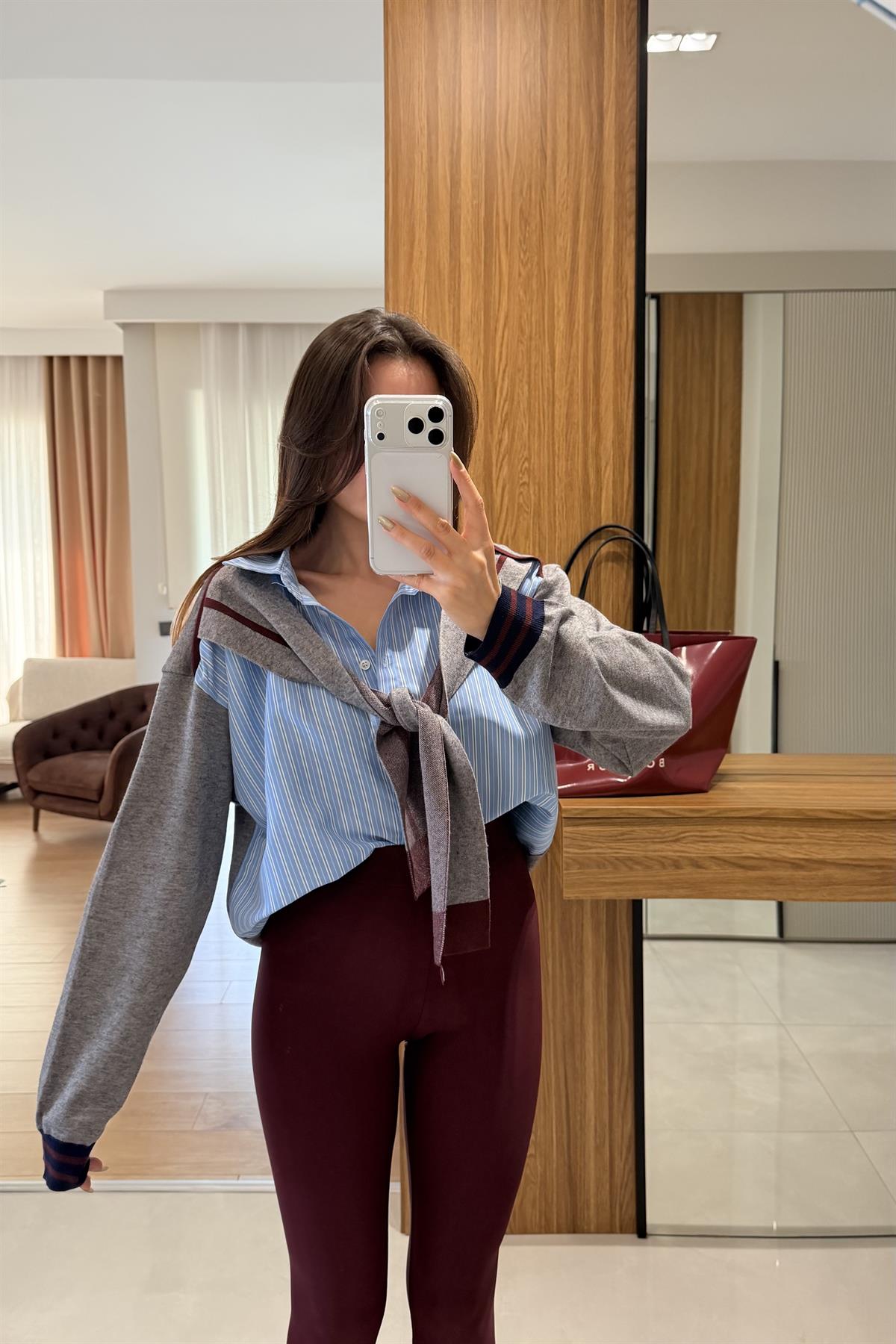 Lunora Triko Detaylı Çizgili Tasarım Gömlek