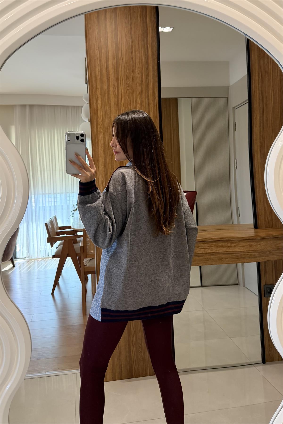 Lunora Triko Detaylı Çizgili Tasarım Gömlek