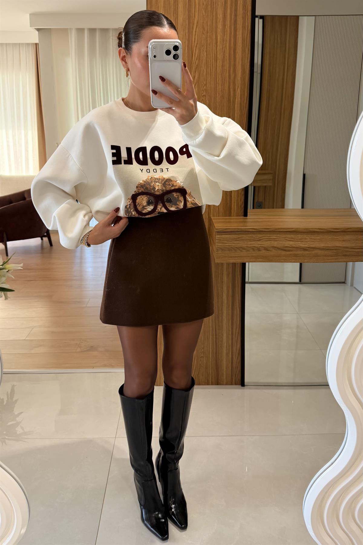 Lupin Kahve Kaşe Çan Etek