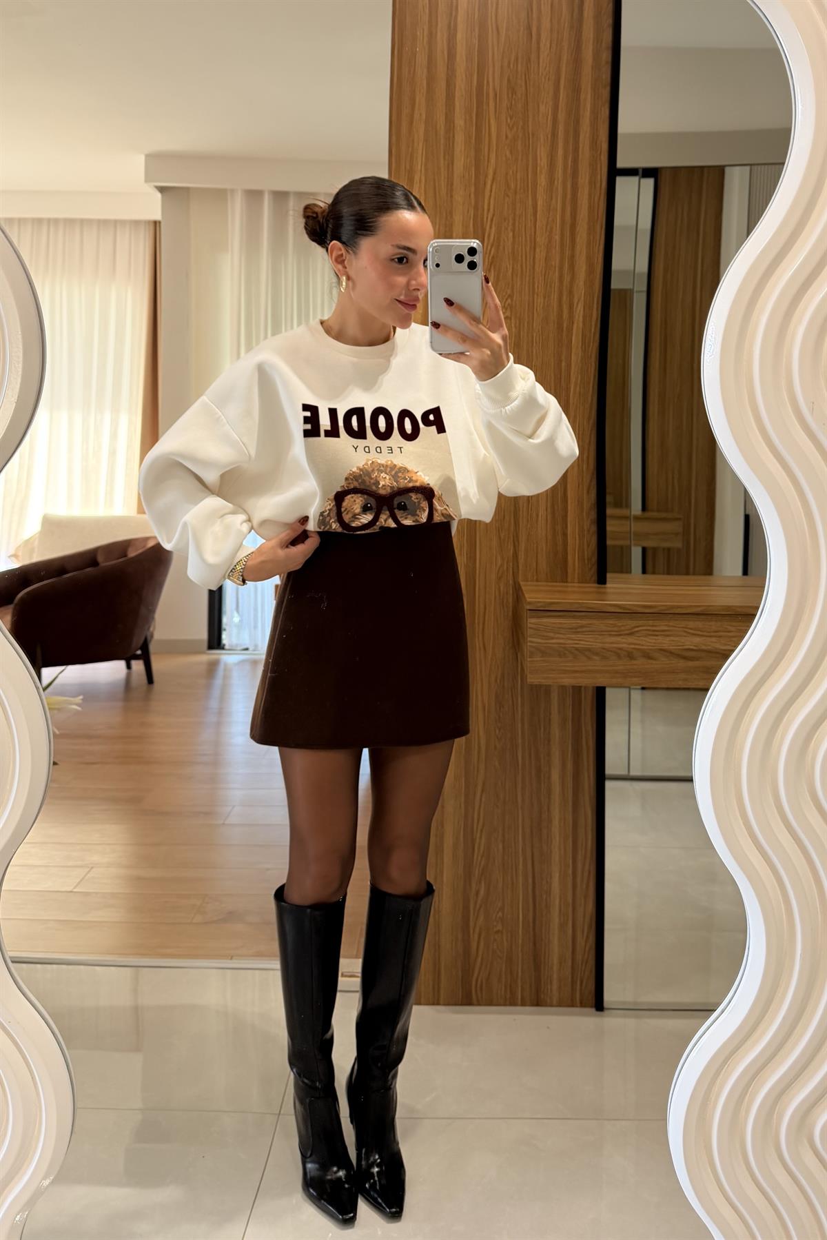 Lupin Kahve Kaşe Çan Etek