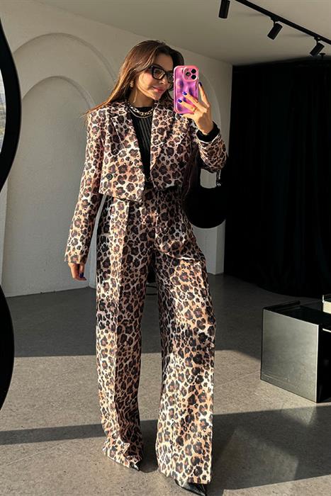 Luxe Leopar Palazzo Pantolon