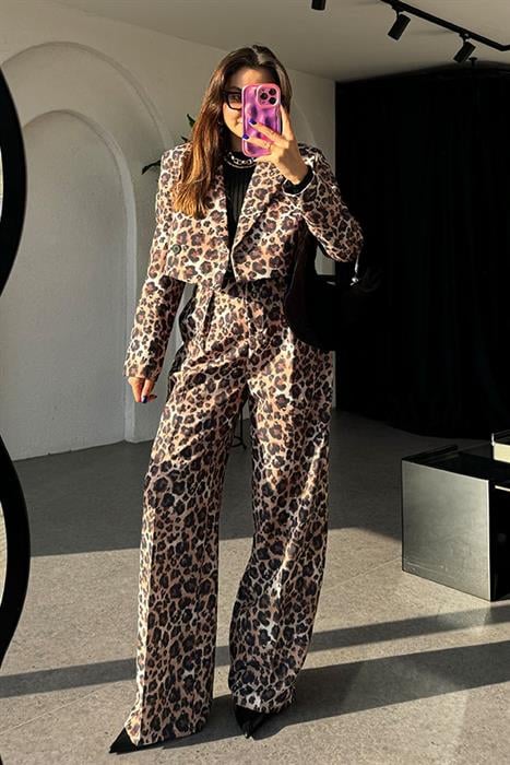 Luxe Leopar Palazzo Pantolon