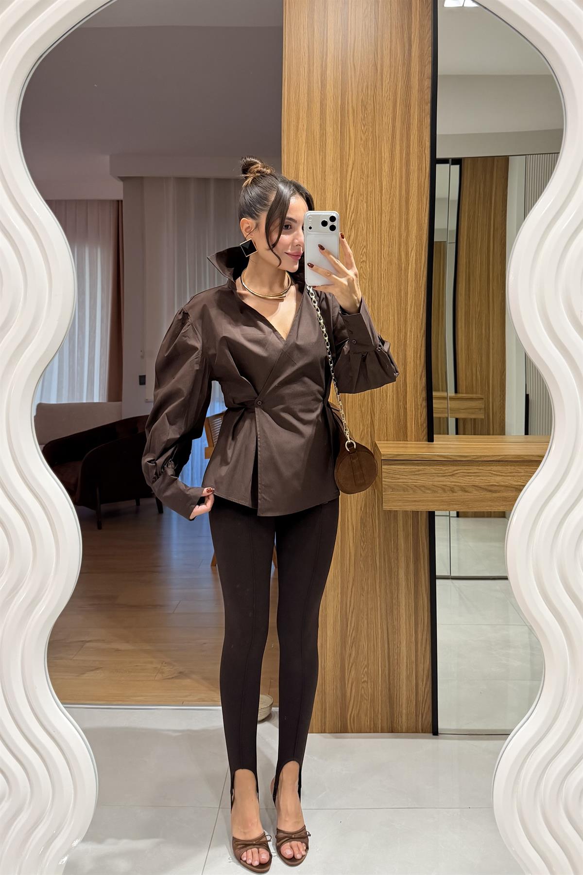 Luxic Kahve Premium Poplin Gömlek