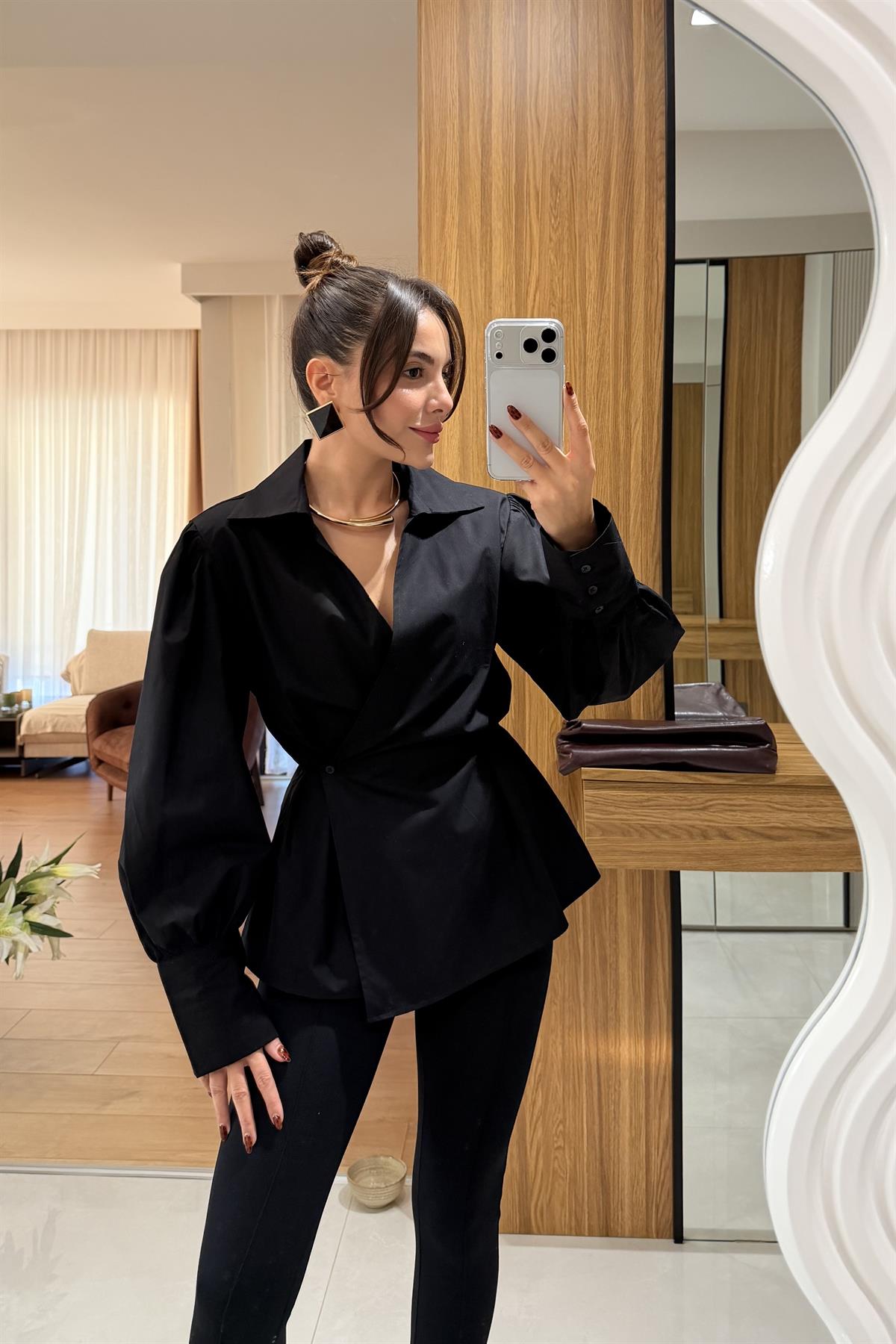 Luxic Siyah Premium Poplin Gömlek