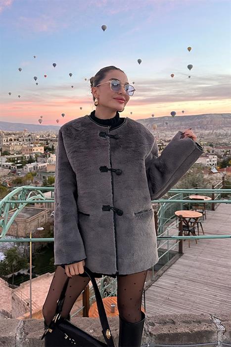 Luxury Tasarım Gri Kürk