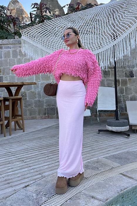 Mabel İç Astarlı Pembe Etek