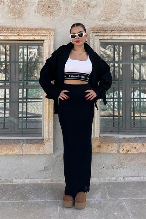 Mabel İç Astarlı Siyah Etek