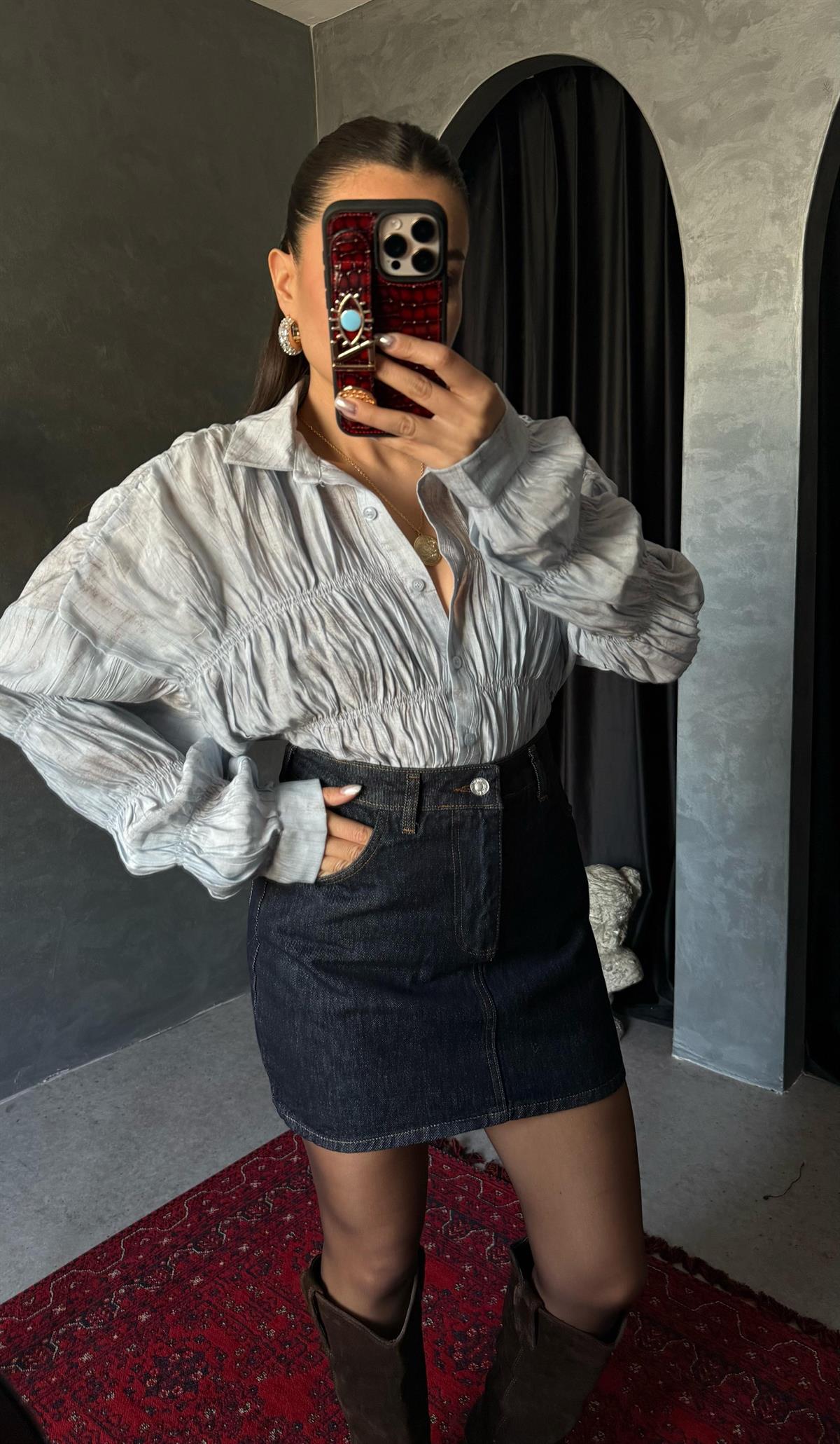 Macros Bebe Mavisi Gipeli Gömlek