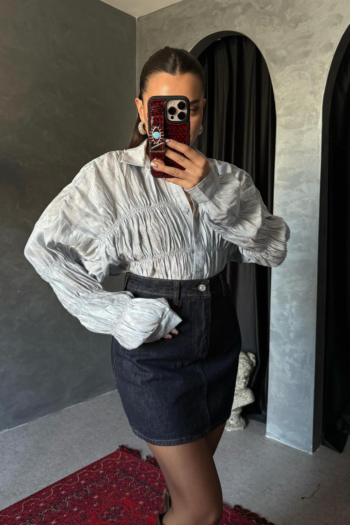 Macros Bebe Mavisi Gipeli Gömlek