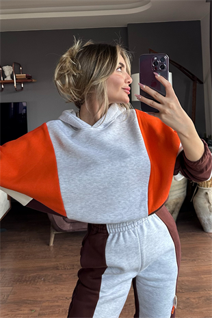 Mad girl turuncu kahve renk eşofman takımı