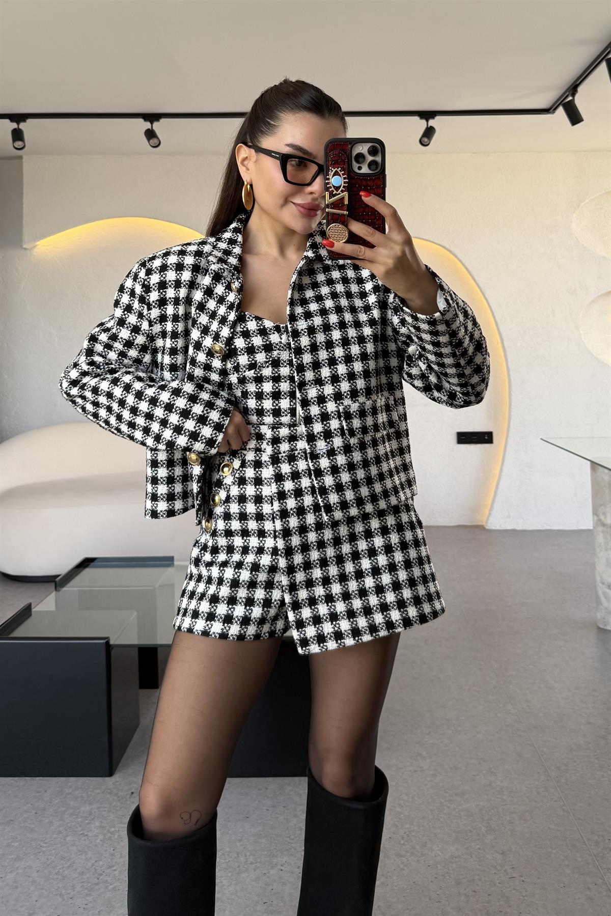 Maddox Siyah Gold Düğmeli Tüvit Ceket