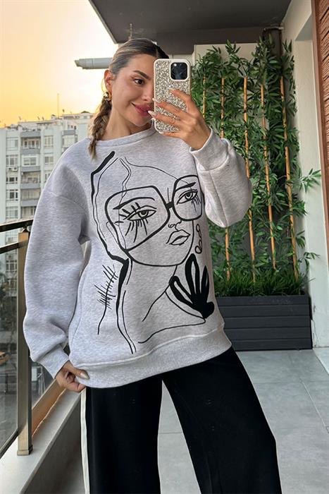 Mais Kadın Silüeti Sweat - Gri