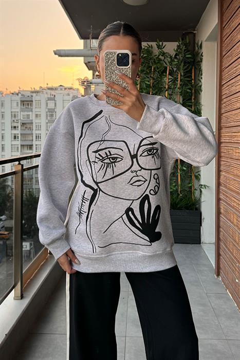 Mais Kadın Silüeti Sweat - Gri