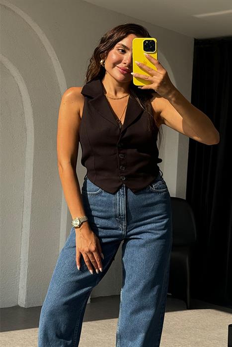 Maisie Keten Bağlamalı Yelek-Siyah