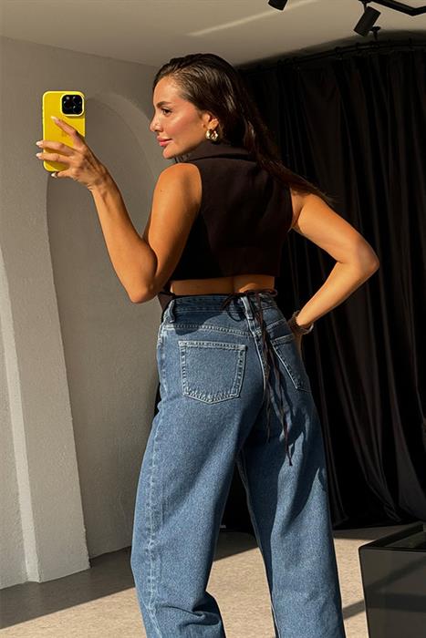 Maisie Keten Bağlamalı Yelek-Siyah