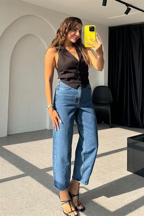 Maisie Keten Bağlamalı Yelek-Siyah