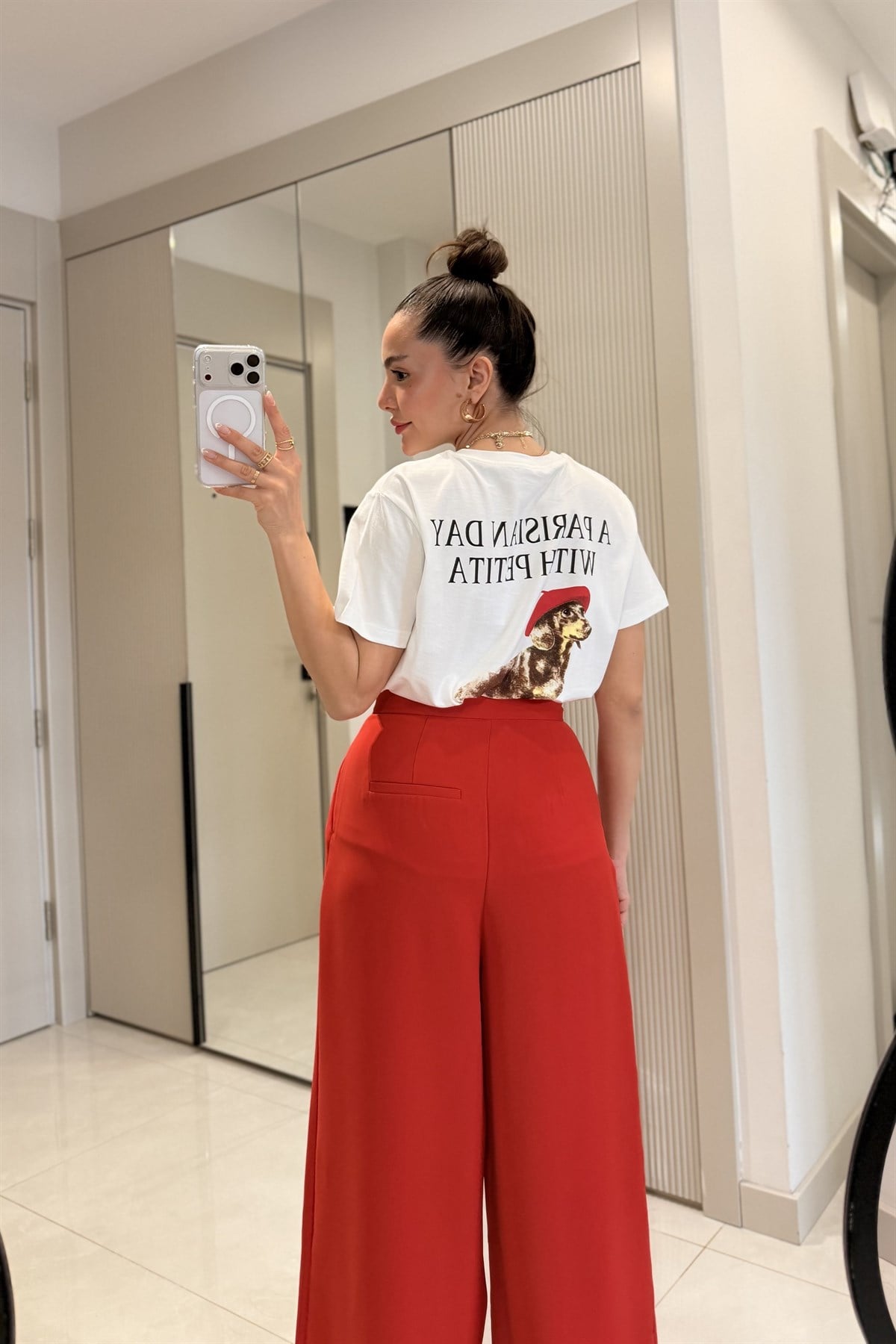 Maison Beyaz Köpek Baskılı Tshirt 
