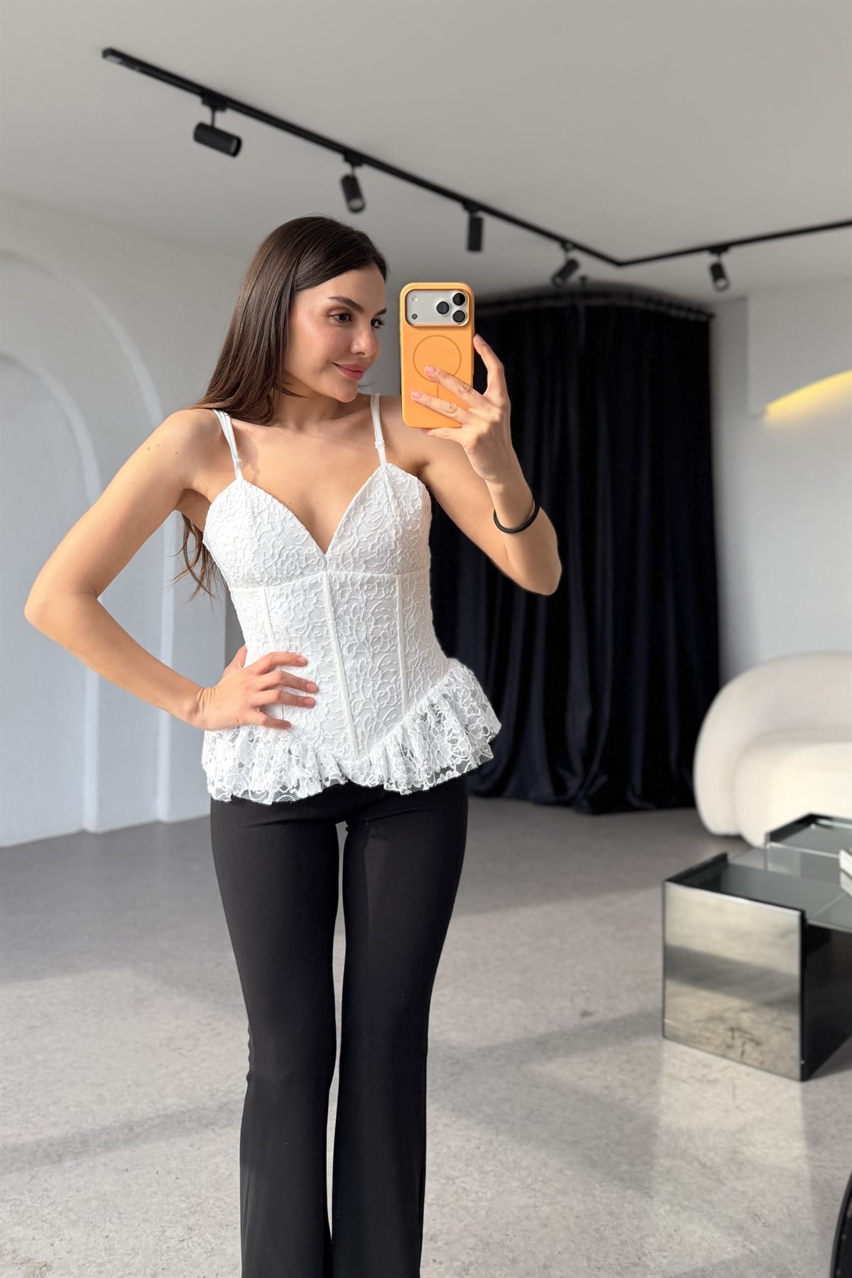 Malachi Beyaz Dantelli Korse Büstiyer 